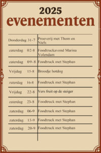 Kalender evenementen 2025